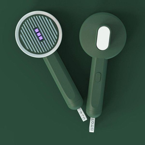 2-In-1 Pet Grooming Tool: Uv Light Hair Remover And Detangling Comb - Green