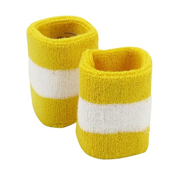 Terry Stripe Wristband Pair-Yellow White W15S27D