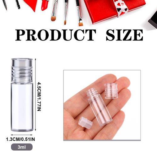 Yiphates 20Pcs Mini Clear 3ml Loose Powder Container Plastic Bottle Empty Cosmetic Sifter Loose Powder Jars Container Refillable Bottle