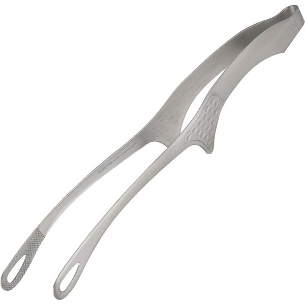 Shimomura Kihan Senbudo Tsubame Sanjo Stainless Steel Tongs 42497, Made in Japan, For dividing and grilling meat, Yakiniku, Nonstick Tips, Non-Slip, Slim.