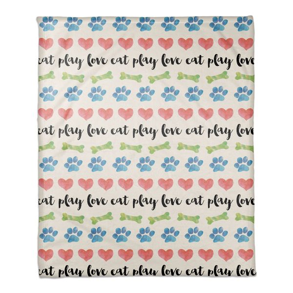 Creative Products Eat Play Love 30 x 40 Coral Fleece Blanket