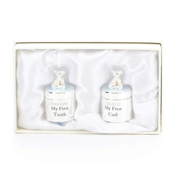 Bambino Silverplated First Tooth & First Curl Box Set - Blue