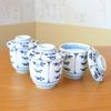 Chawan Mushi Dish, Set of 3, Dinnerware Set, Arita Ware, Split Flowers, Outer Lid