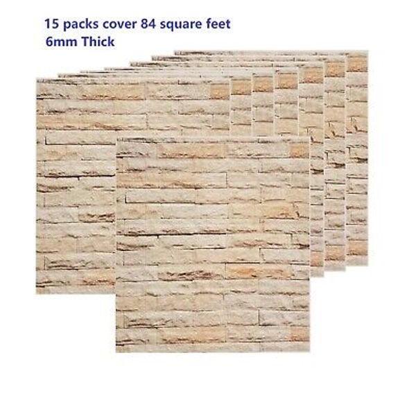 3D Stone Foam Wallpaper 84sqft 6mm Peel Stick Self Adhesive Panel Wall Tile 15pk