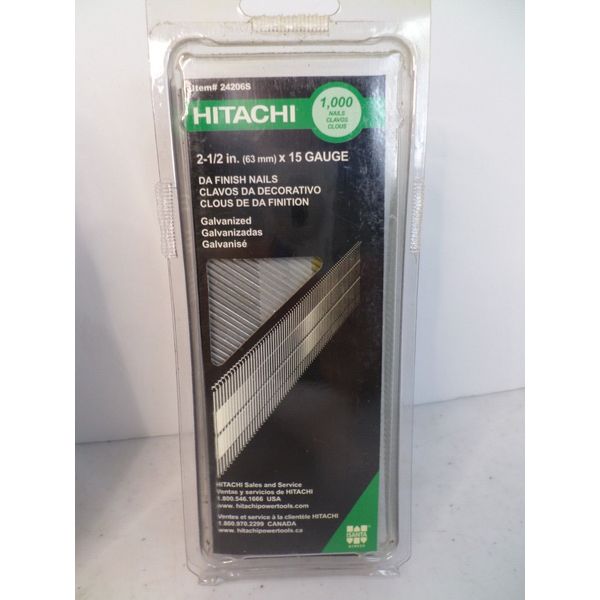 Hitachi DA Finish Nails 15GA. x 2.5" (50mm) Item #24206S, pack of 1,000