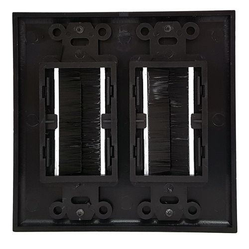iMBAPrice® Black Dual Gang Decora Brush Wall Plate - Two Gang Wall Plate with Brush Bristles