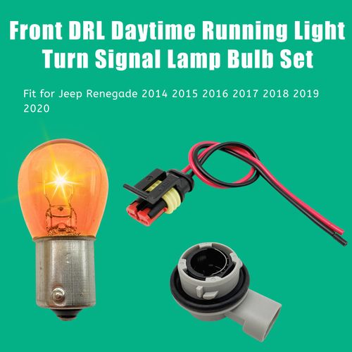 Memiuyelay DRL Daytime Running Light Turn Signal Lamp Bulb and Socket Holder with Wires Fit for Jeep Renegade 2014 2015 2016 2017 2018 2019 2020 2021