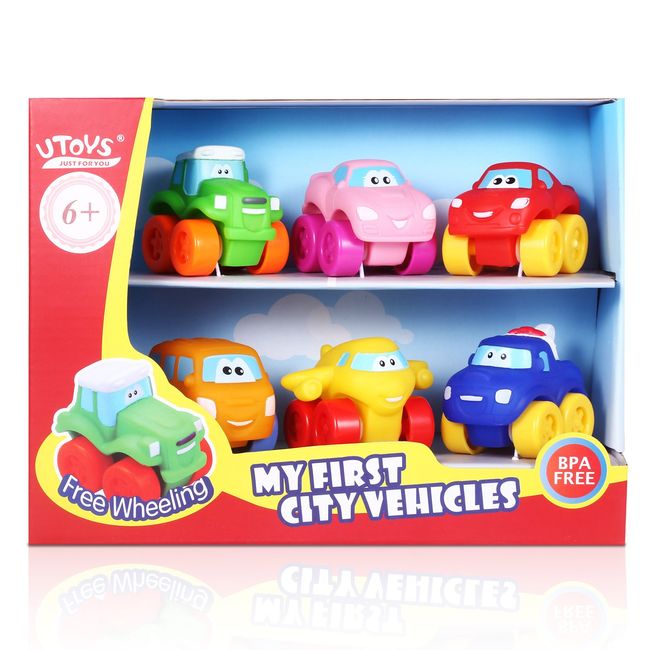 Bemixc Mini Car, 6-piece Baby Toy, For Kids, Work Car Model, Baby Toy, Boys Educational Toy, Birthday, Christmas Gift (Christmas Bag Included)