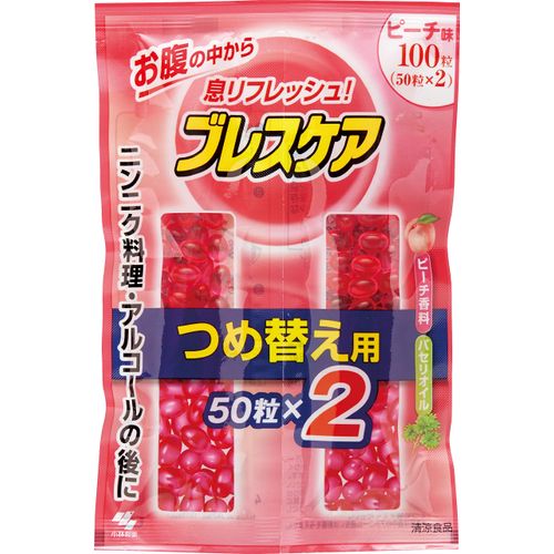 Breath Care Breath Cooling Capsules Peach Refill, 100 Tablets (50 Tablets x 2)