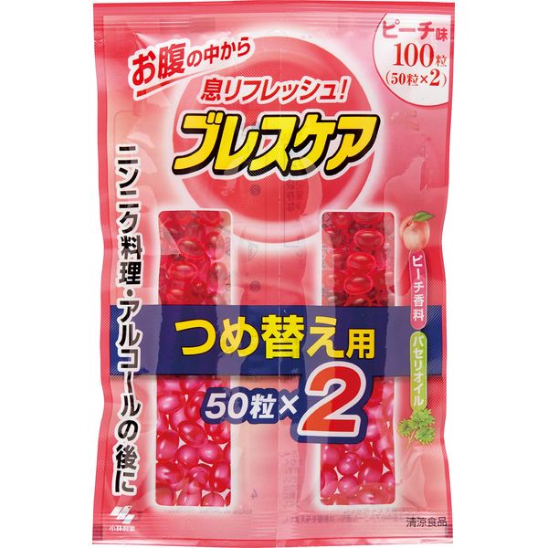 Breath Care Breath Cooling Capsules Peach Refill, 100 Tablets (50 Tablets x 2)