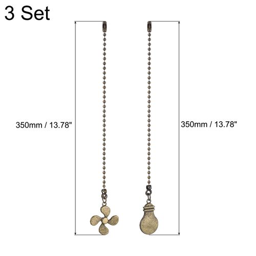 uxcell 13 Inch Ceiling Fan Pull Chain Extender Sets, 6 Pcs Beaded Ball Fan Pull Chain with Decorative Light Bulb and Fan Cord for Ceiling Light Lamp Fan, Bronzy