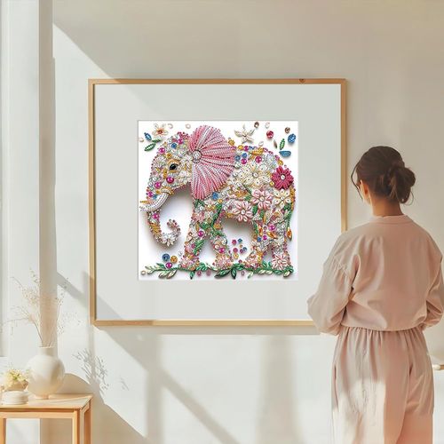 DIADAY Elephant Diamond Painting Kits, 5D Special Shape Diamond Art Kits for Adults, Crystal Rhinestones Art Craft for Beginners DIY Home Wall Decor Gift, 12 × 12 Inches