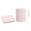 Pink & White Polka Dot Print Pattern Mug Coffee Cup and Coaster Set
