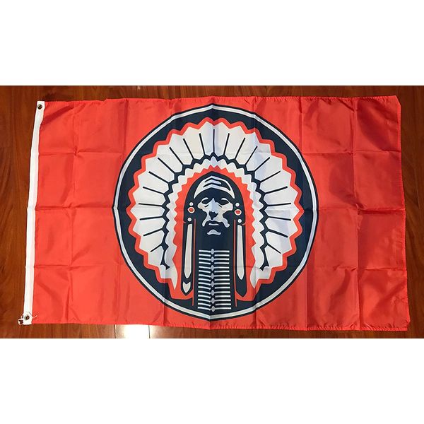 ORANGE Illinois Fighting Illini Chief Flag 3x5 feet NEW grommets - banner Bar Decor Man Cave