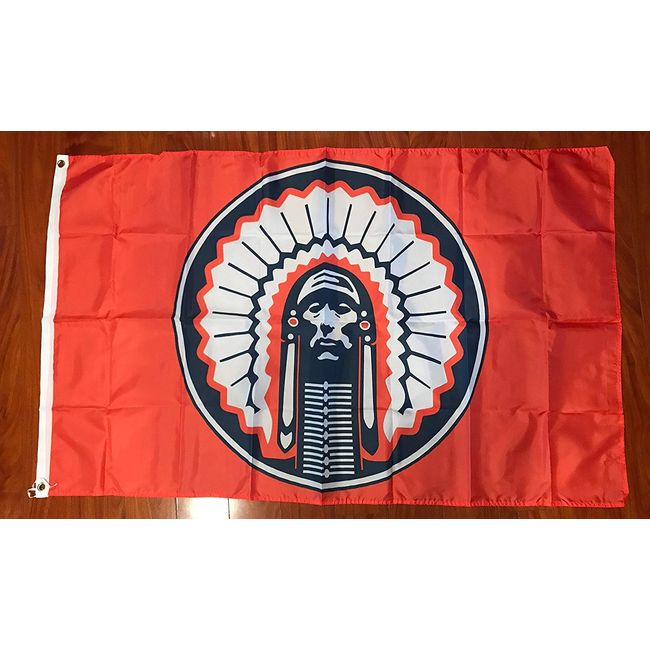 ORANGE Illinois Fighting Illini Chief Flag 3x5 feet NEW grommets - banner  Bar Decor Man Cave