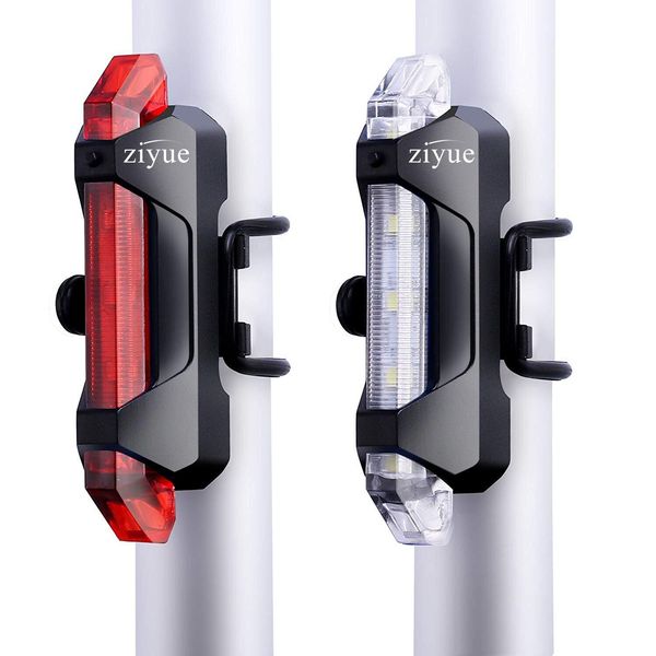 ziyue Bicycle Safety Light, USB Chargeable, High Brightness LED Taillight, Waterproof, 4 Illumination Modes, Conveniently Increases Visibility for Nighttime Riding