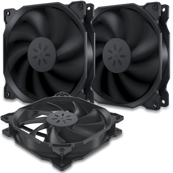 Novonest 12BK3-3 PC Case Fan, 4.7 inches (120 mm), Silent Type, 1.0 inch (25 mm) Thick, 1,200 rpm, Small 3 Pin and Peripheral 4 Pins, 3 Pieces 1 Set, Black