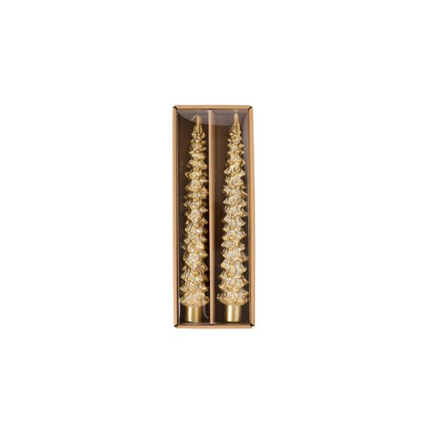 Mud Pie Christmas Taper Candle, Gold Tree, 10"