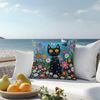 Decorative Cat Floral Throw Pillow Cover, 45 cm, Single-Sided Print, Polyester