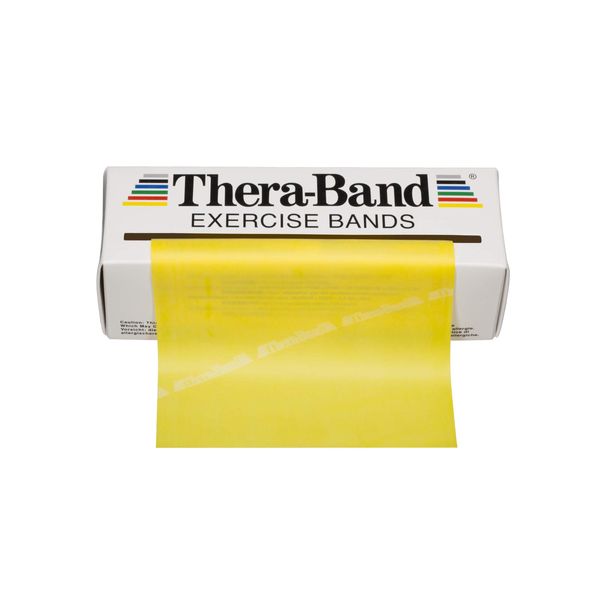 TheraBand Resistance Bands, 6 Yard Roll Professional Latex Elastic Band For Upper Body, Lower Body, & Core Exercise, Physical Therapy, Pilates, Home Workouts, & Rehab, Yellow, Thin, Beginner Level 2