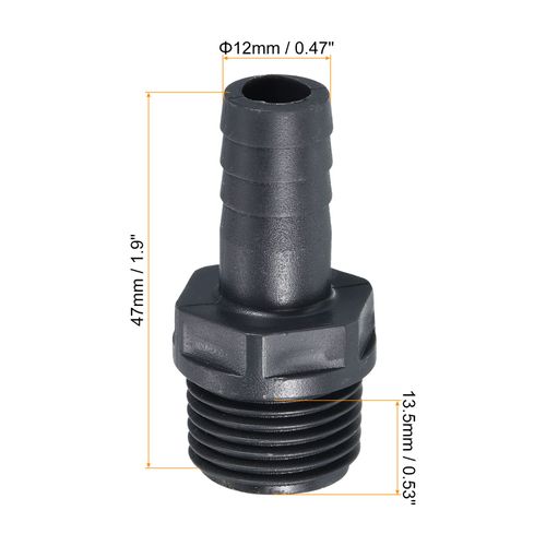 PATIKIL UPVC Barb Fitting Hose Barb Fitting Barb Fitting Barb Hose Fitting 2pcs 12mm Barb G1/2 Male Thread Pipe Connector Quick Fitting for Water Fuel Air Gray