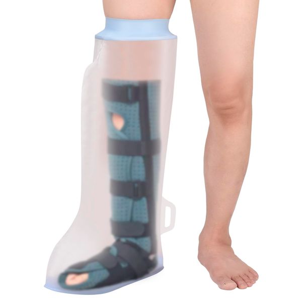 Fasola Non Slip Cast Cover Full Leg, Seal Tight Waterproof Cast Protector for Showering, Reusable Full Leg Cast Bag for Broken Thigh, Leg, Knee, Foot,Toe