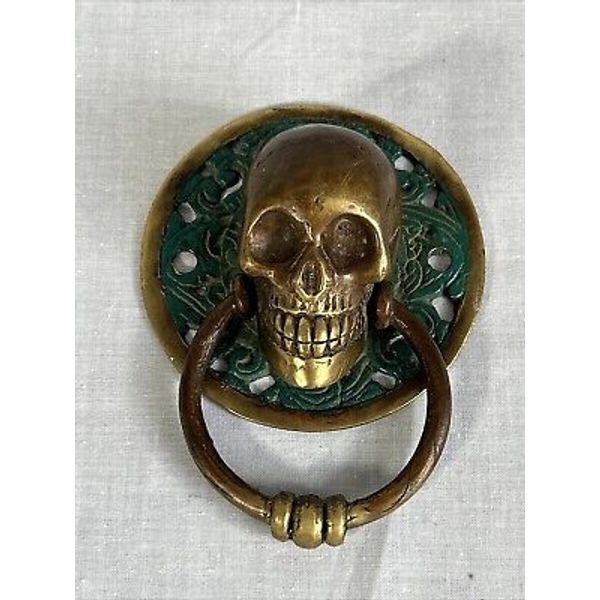 Brass Skull Halloween Door Knocker