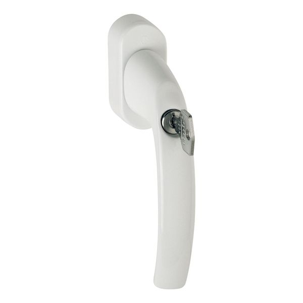 HOPPE 10763968 ATLANTA Secustik security window handle with lock 45°, VK 7 x 32-42 mm, white with increased burglary protection with lock cylinder