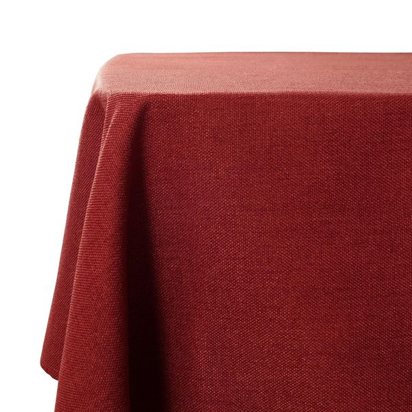 WAITER TREE Faux Linen Tablecloth Rectangle Washable Wrinkle and Water Resistant Table Cloth Cover for Kitchen Dining Tabletop Christmas Thanksgiving Decoration (Red, 140 x 180cm)