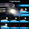 2 Packs Rechargeable COB LED Head Lamp Flashlight Headlamp with Motion Sensor