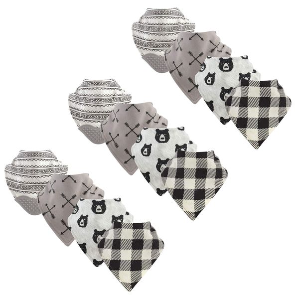 Yoga Sprout Bandana Bib with Teether, 12 Pack, Bear Hugs