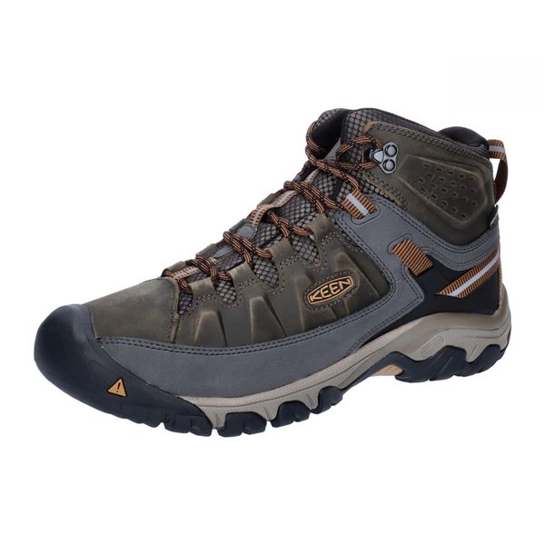 KEEN Men's Targhee 3 Mid Height Waterproof Hiking Boots, Black Olive/Golden Brown, 10 Wide