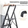 Aluminium 4 Step Ladder, Lightweight Step Stool with Non-Slip Pedals, Handrail,