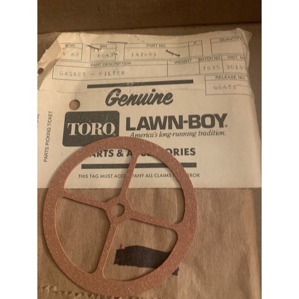 TORO T147693 Filter Gasket 0147693 GB220476 LB147693 147693 OEM NOS