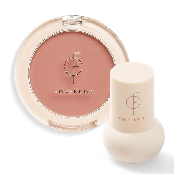 FORENCOS Pure Blusher Set (Puff Included), Korean Natural Blush, Zero Sebum Shine, Long-Lasting, Flawless Matte Finish, Easy Blending, Lightweight & No Cakey Residue (01 RABBIT)