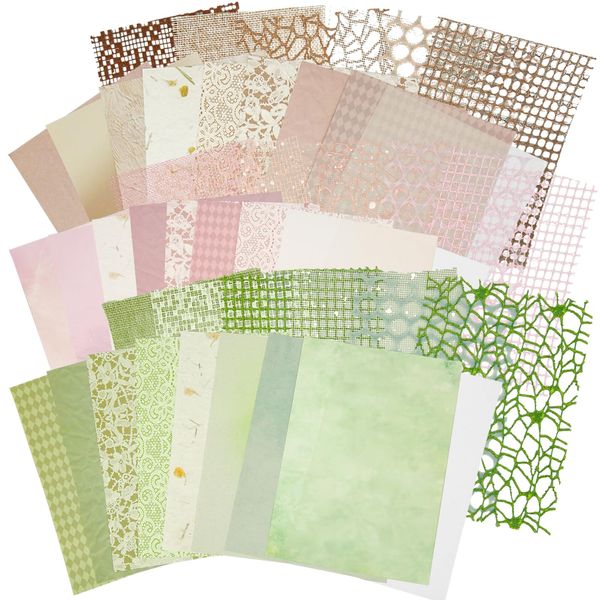 45 Blatt Scrapbook-Papier-Set, handgefertigtes strukturiertes Papier-Scrapbook-Kit, 7,1 x 5,2 Zoll Mesh-Papiere, handgefertigtes Papier für Scrapbook-Zubehör, Scrapbooking-Kit, 3 Stile