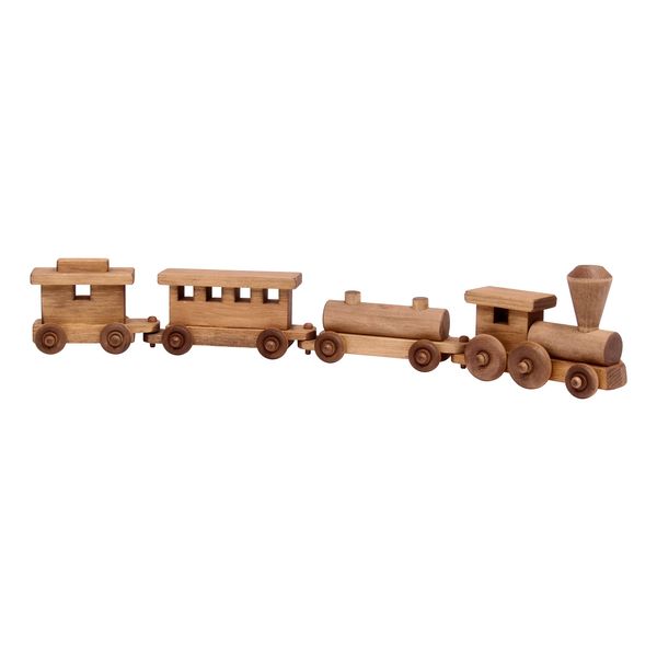 AmishToyBox.com Wooden Train Toy Play Set - 24" Long - CPSIA-Approved Finish (Harvest Stain)