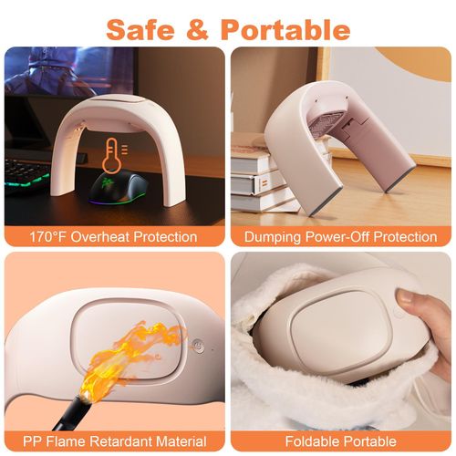 Heated Mouse Pad Hand Warmer,Adjustable Temperature Small Space Heater for Office,Foldable Electric Warming Heater for Office Desk,Portable Electric Space Heaters for Indoor Use,110V 100W (White)