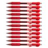 D.RECT Gel Pen 12 Pieces - Automatic Rollerball Pens - Biros with Replaceable Refill, Red