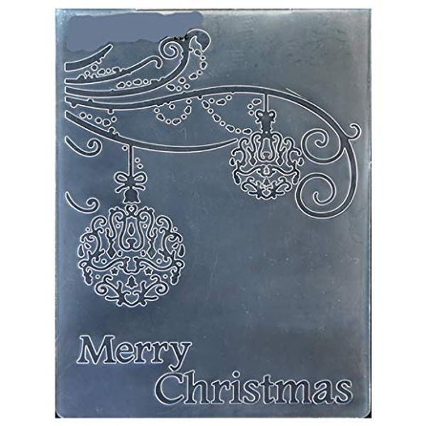 Kwan Crafts Merry Christmas Ball Light Plastic Embossing Folders for Card Making Scrapbooking and Other Paper Crafts, 12.5x17.7cm