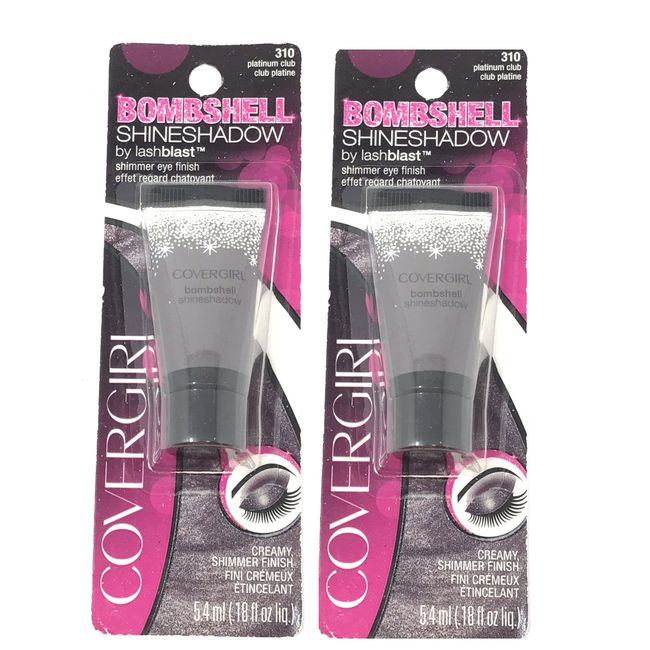 Set of 2 Covergirl Bombshell long lasting shimmer eye finish Shineshadow Platinum Club 5.4ml