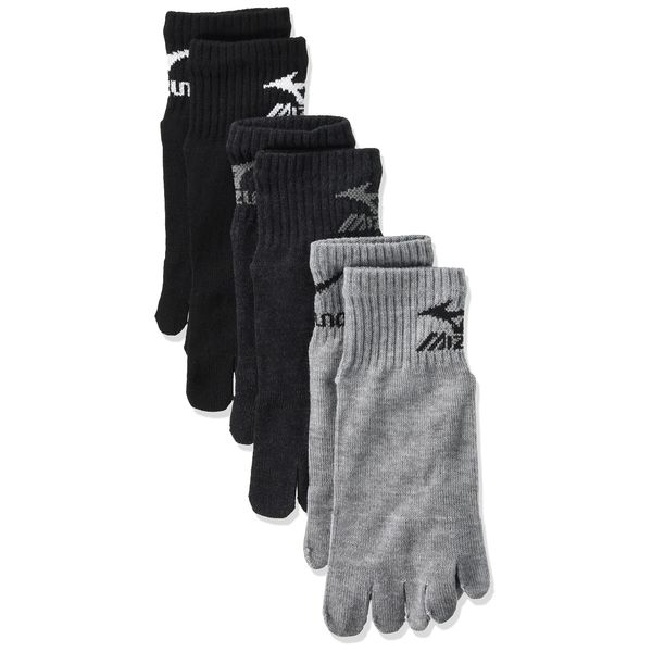 Mizuno 289-276 Men's 5-Toe Socks, 3.9 inches (10 cm) Length, 3 Pairs Set, School, School, Uniform, Club Activities, Sports, Assorted (Heavy Duty Design / 3 Pairs)