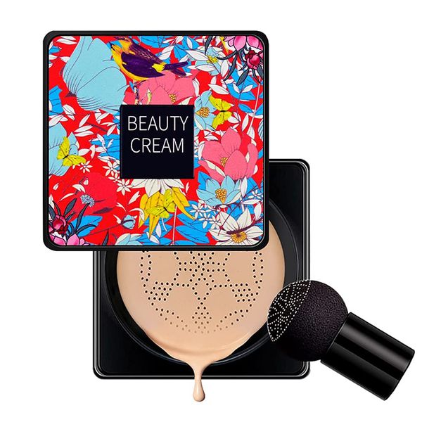 Mushroom Head Air Cushion CC Cream Flawless Foundation, Moisturizing Matte Concealer Makeup Base Long Lasting BB Cream with Mushroom Makeup Sponge (Natural)