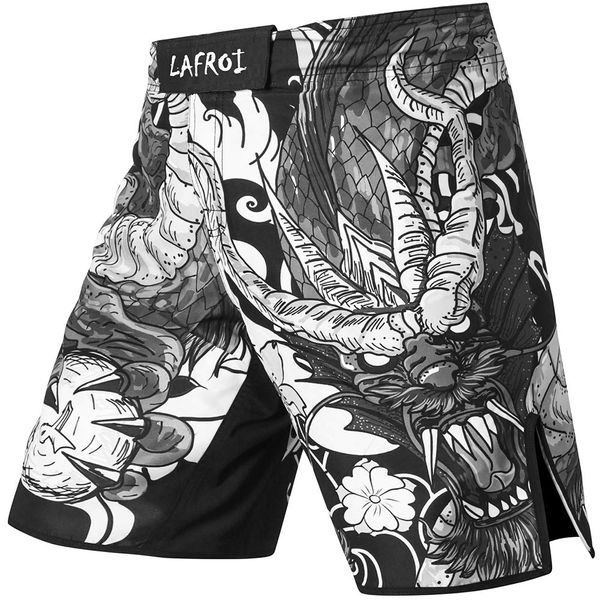 LAFROI Mens MMA Cross Training Boxing Shorts Trunks Fight Wear with Drawstring and Pocket-QJK01(Dragon,MD)