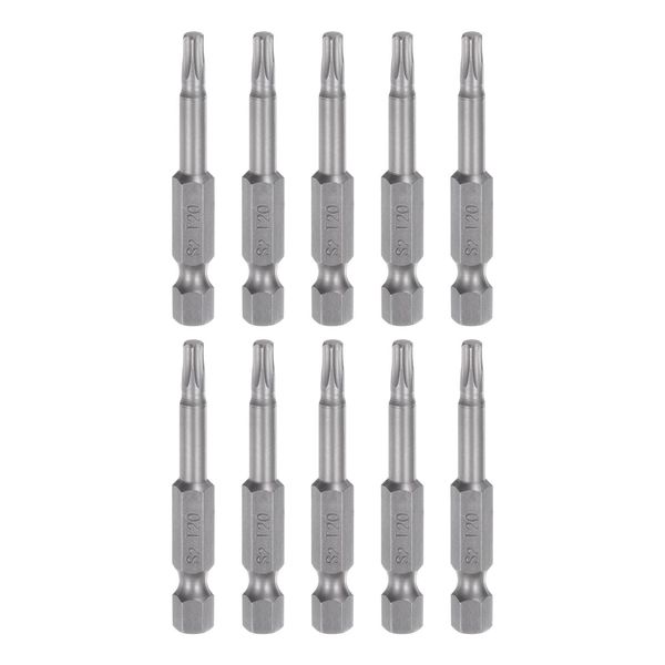 uxcell 10 Pcs T20 Magnetic Security Star 5 Point Driver Bit 1/4" Hex Shank 2" Length