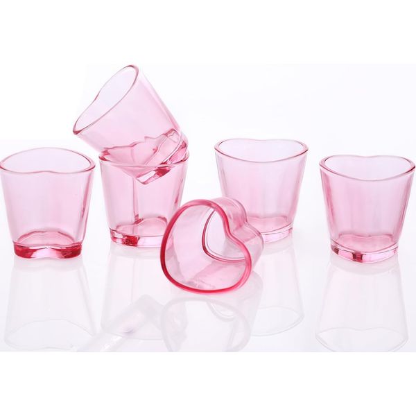 Heart Shot Glasses Set, Pink Shot Glass Cute 1.5oz