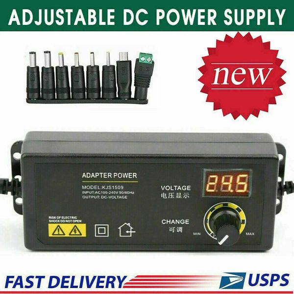 1PC Adjustable DC Power Supply Adapter Control Volt Display 3V-24V 2.5A 60WEEaI
