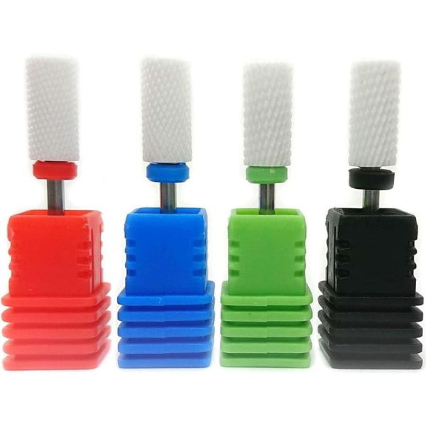 Nail Drill Bits Nail Remover Gel Nail Nail Bits Cross Cut Ceramic Double Edged (Set of 4, 4 Pieces (x 1))