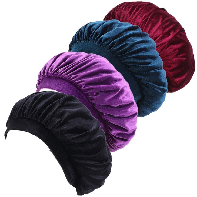 Women Velvet Bonnet Sleep Cap Comfortable Night Sleeping Hat Hair Loss Cap Turban