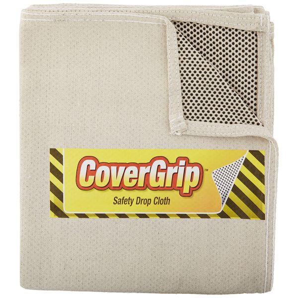 CoverGrip Quick Drop 8 oz Canvas Safety Drop Cloth, 3.5' x 4'